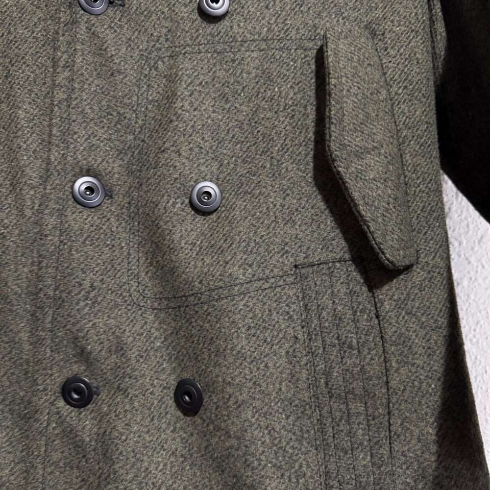 Men's Double-Breasted Wool Peacoat - Dark Olive (Tagged Size S, Fits Like XS) - Picture 7 of 10
